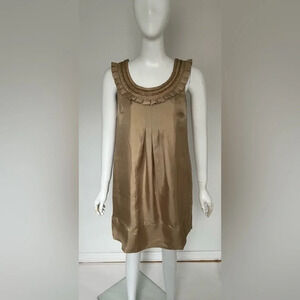 White Chocolate Lined A-line Bronze Golden Mini Dress Size Small S NWT